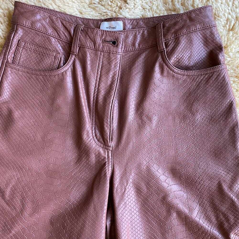 Aritzia Wilfred Snakeskin Pants - Size 4 Cognac x Brown - Melina Pant Faux